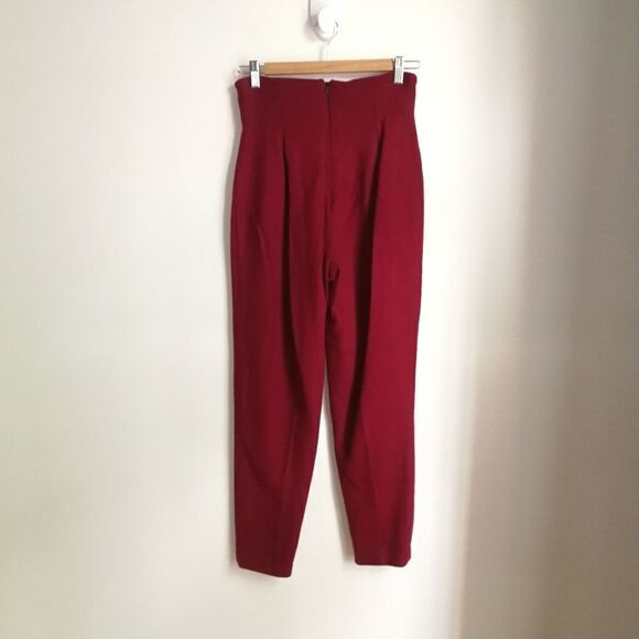 𝅺VINTAGE Red Spanish Winter Style High-Rise Tapered Trouser Pants Size Small - Picture 13 of 13